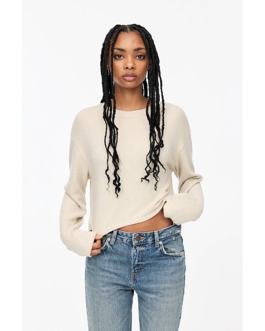 Pull&Bear Natural Cropped Soft-Touch-Pullover