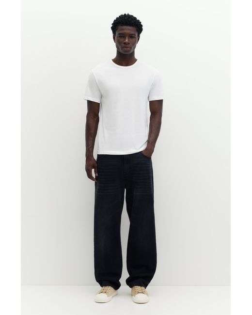 Pull&Bear White Basic Slim Fit T-Shirt for men