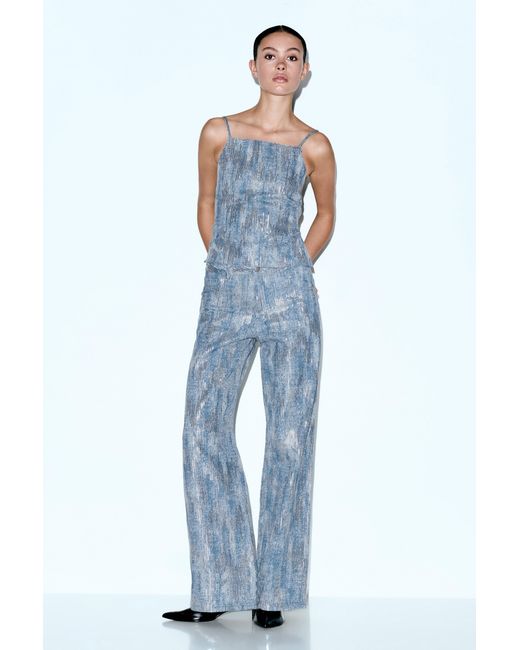 Pull&Bear Blue Straight-Leg Sequin Jeans