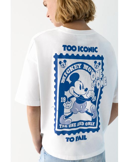Pull&Bear White Mickey Mouse T-Shirt