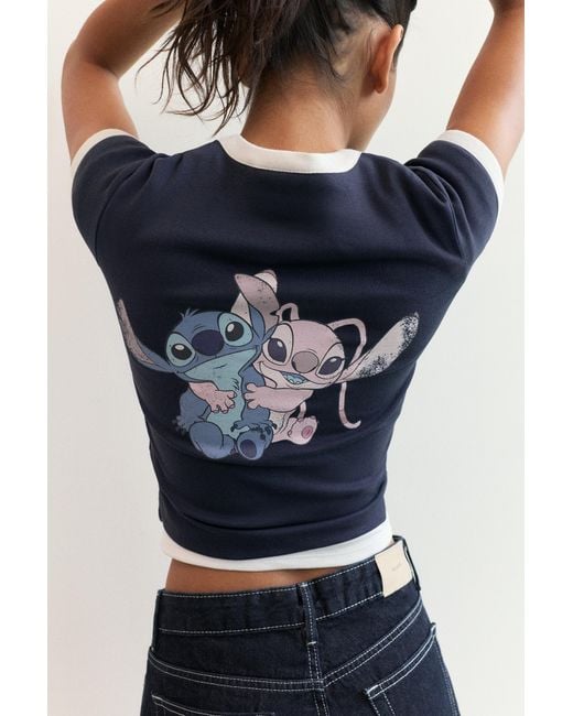 Pull&Bear Blue Lilo & Stitch Regular Fit T-Shirt