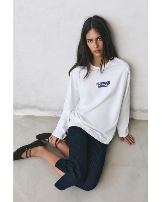 Pull&Bear T-Shirt Met Pancakeprint in het Gray