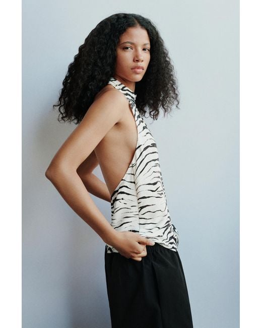 Pull&Bear Haltertop Met Zebraprint in het Green