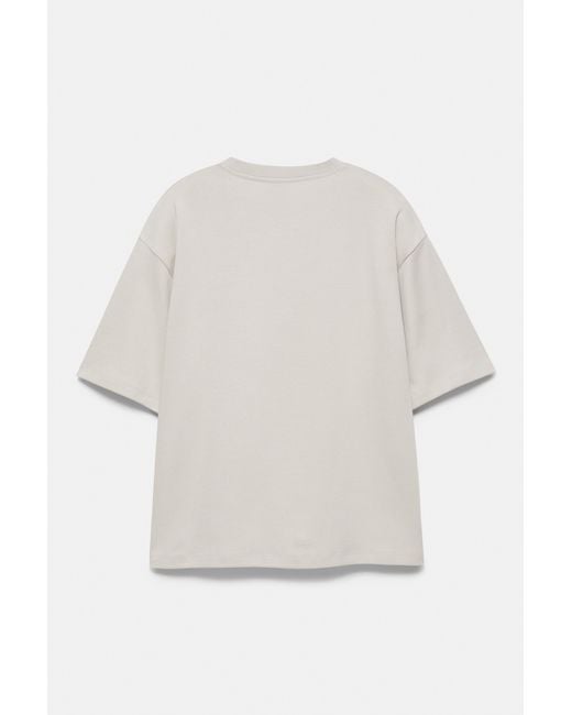 Pull&Bear Gray Boxy Interlock T-Shirt for men