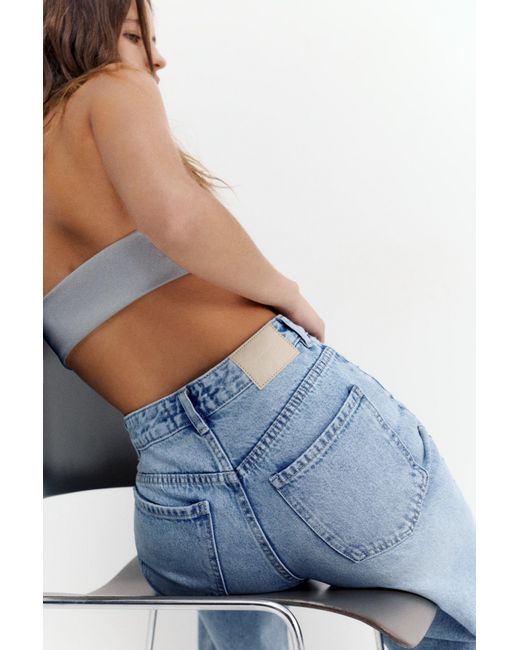 Pull&Bear Blue High-Waist Wide-Leg Jeans