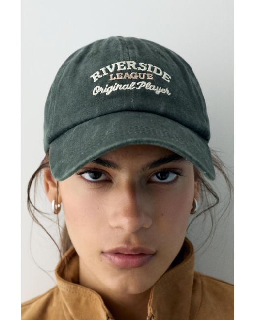 Pull&Bear Green Riverside Embroidered Cap