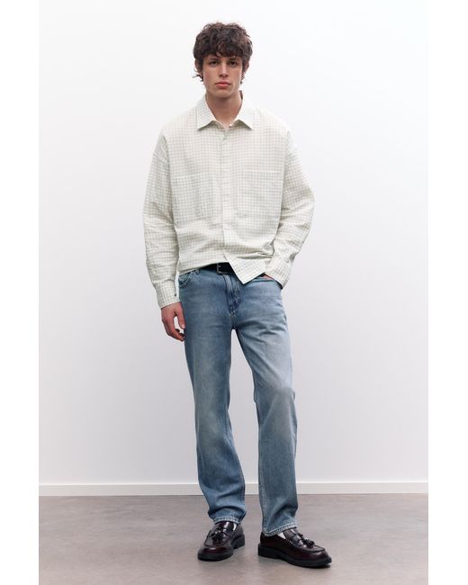 Pull&Bear White Long Sleeve Shirt With Pockets for men
