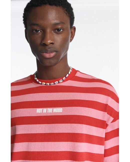 Pull&Bear Red Striped Stwd T-Shirt for men