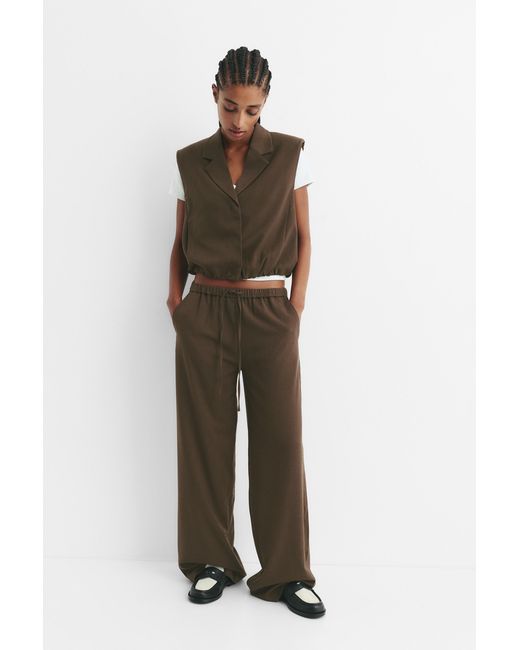 Pull&Bear Brown Balloon Hem Waistcoat