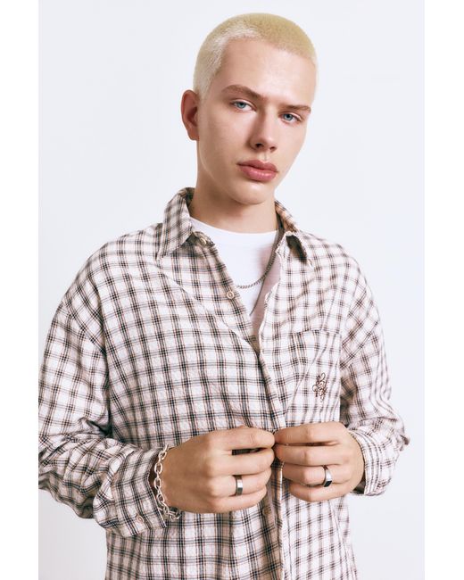 Pull&Bear Gray Stwd Plaid Shirt for men
