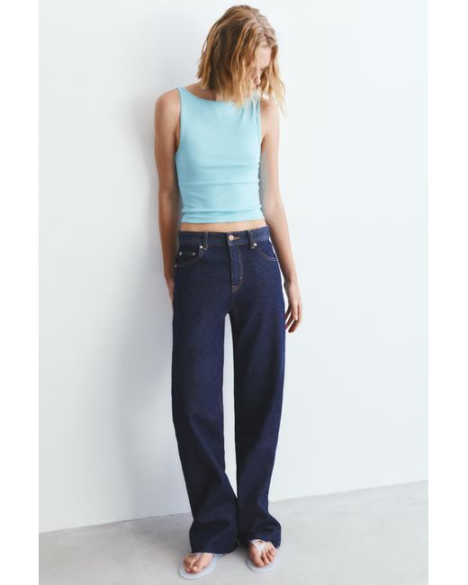 Pull&Bear Blue Boat Neck Tank Top