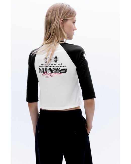 Pull&Bear White Disney X F1 Graphic Raglan T-Shirt
