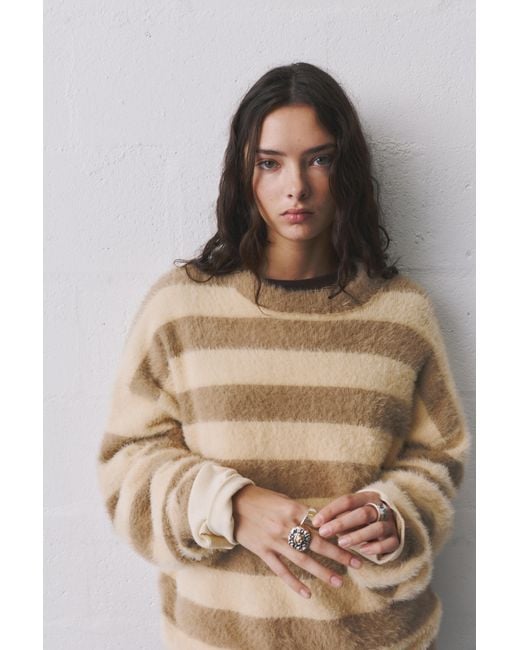 Pull&Bear Brown Soft Knit Striped Jumper