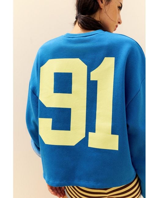 Pull&Bear Sweater Met Print in het Blue
