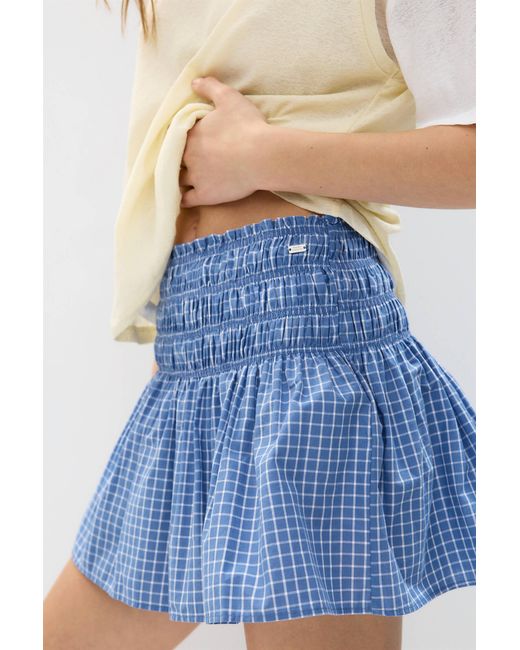 Pull&Bear Blue Karierter Minirock Mit Bienenwaben-Design
