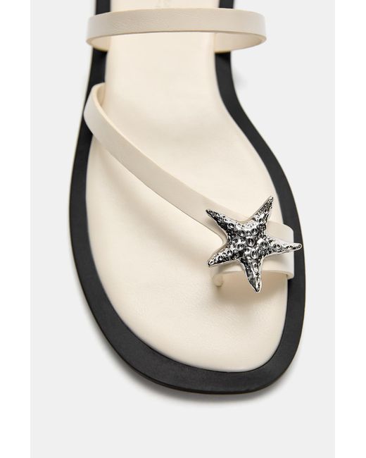 Pull&Bear Blue Embellished Flat Sandals