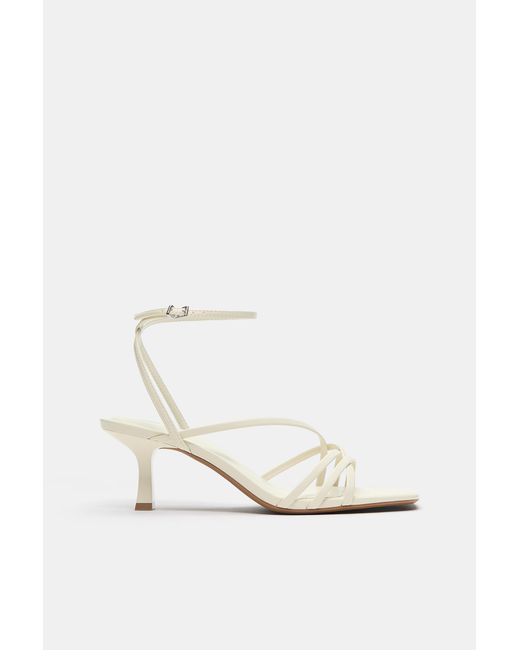 Pull&Bear White Strappy Heeled Sandals