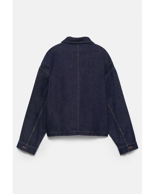 Pull&Bear Boxy Fit Denim Overshirt in het Blue