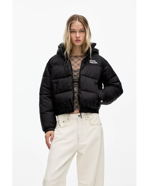 Pull&Bear Black Pacific Republic Puffer Jacket