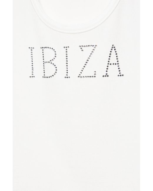 Canotta Ibiza Con Strass di Pull&Bear in White