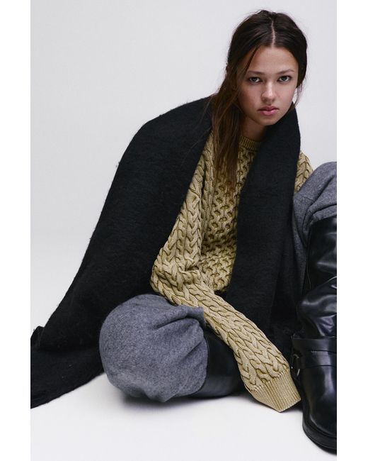 Pull&Bear Black Maxi Mohair-Effect Scarf