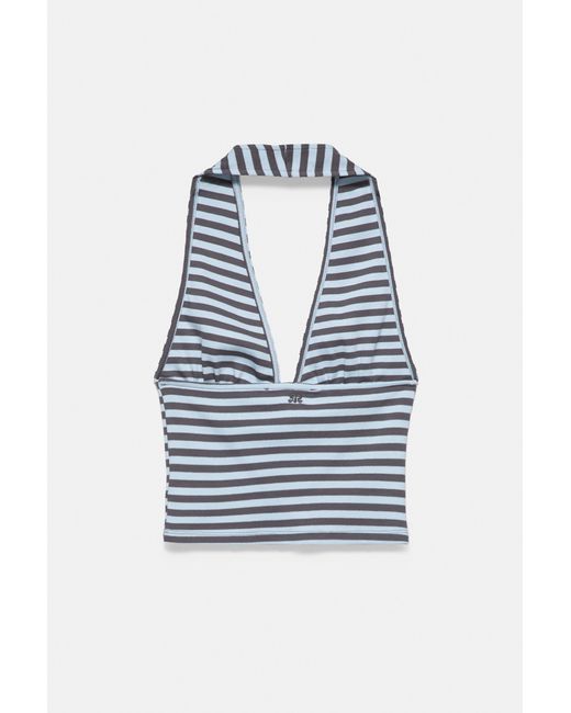 Pull&Bear Gestreepte Haltertop in het Blue