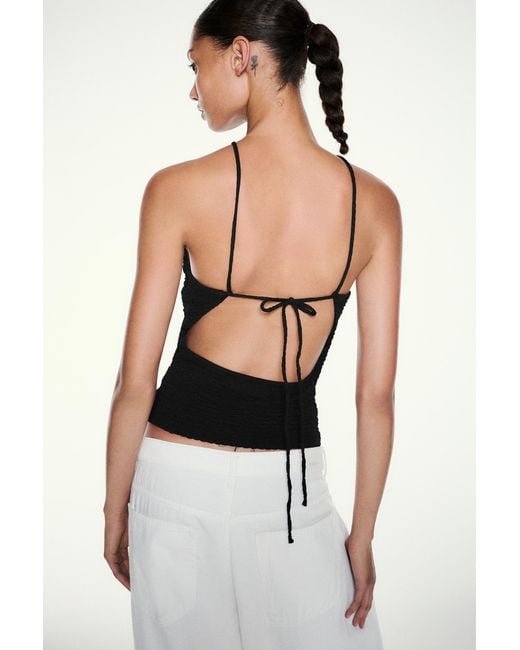 Pull&Bear Black Open-Back Halter Top