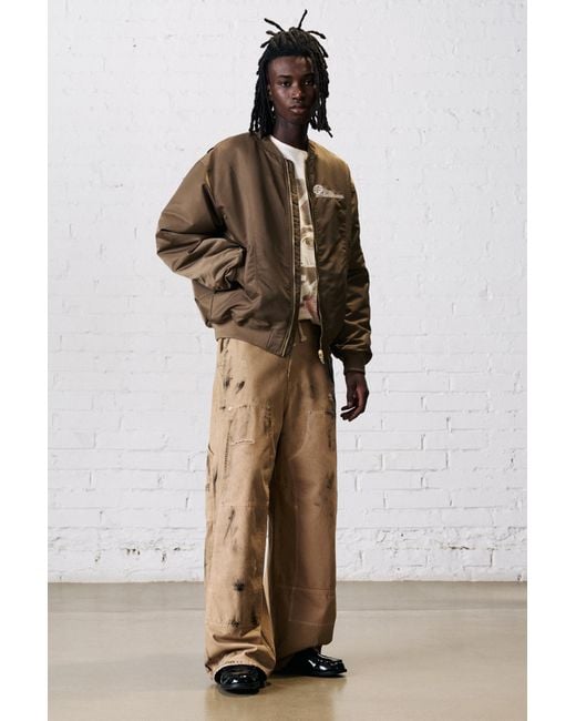 Pull&Bear Brown Embroidered Stwd Bomber Jacket for men