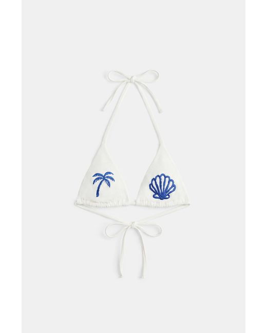 Haut De Bikini Triangle Brodé Pull&Bear en coloris Yellow
