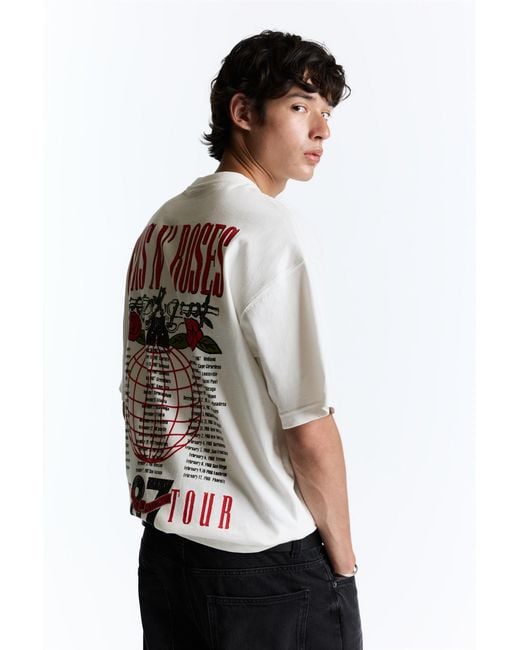 Pull&Bear White Guns N' Roses T-Shirt for men