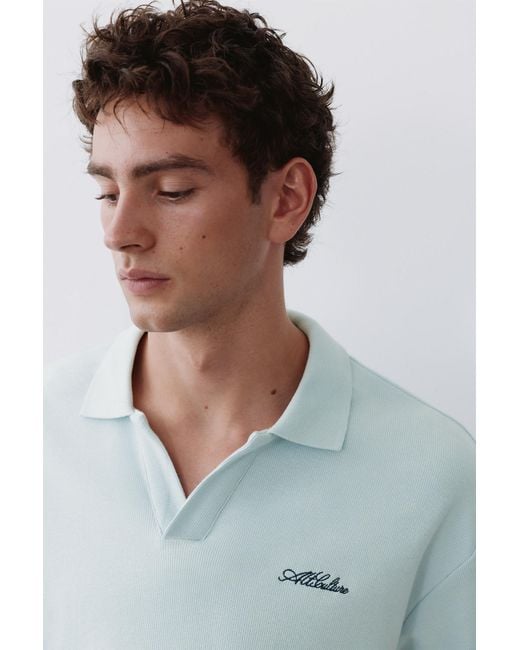 Pull&Bear White Short Sleeve Waffle-Knit Polo Shirt for men
