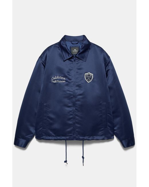 Pull&Bear Blue Embroidered Satin Jacket for men