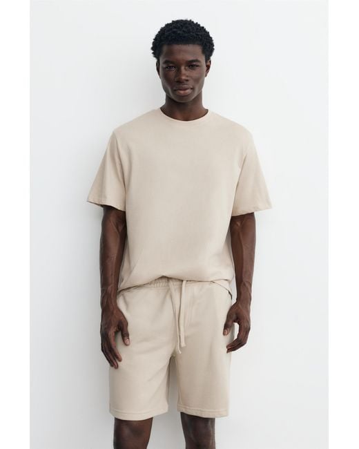 Pull&Bear Pack Joggingbermuda En T-Shirt in het Natural voor heren