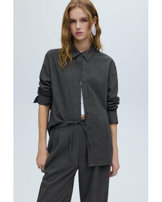 Pull&Bear Gray Pinstripe Shirt