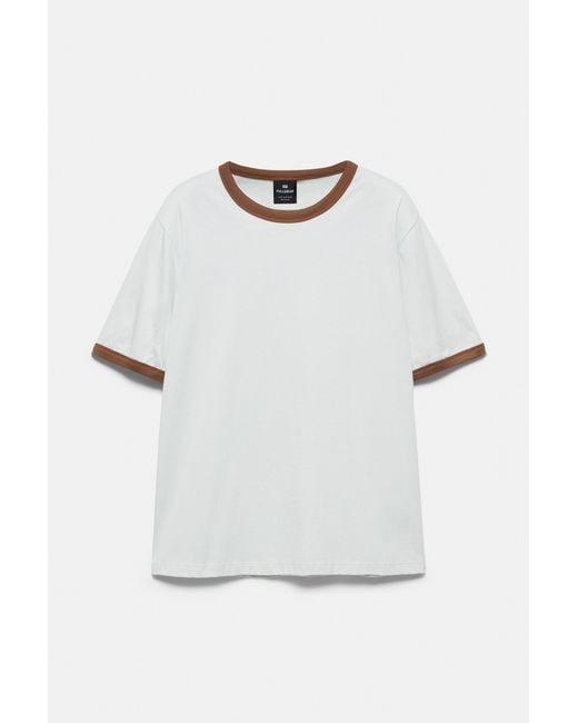 Pull&Bear Gray Contrast Trim T-Shirt for men