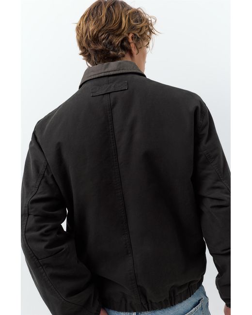 Pull&Bear Black Jacket With Contrast Collar for men