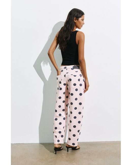 Pull&Bear White Polka Dot Barrel Jeans