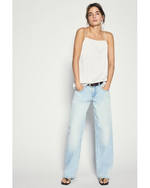 Pull&Bear Gray Satin Strap Top