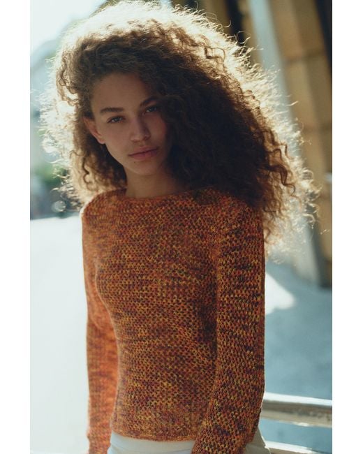 Pull&Bear Orange Space Dye Cutwork Jumper