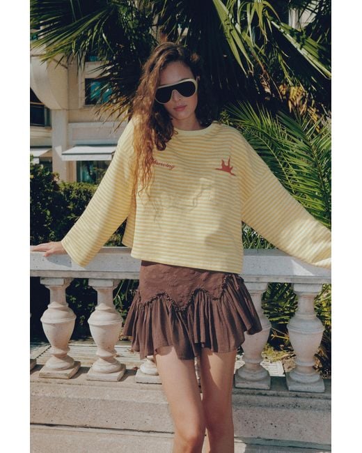 Pull&Bear Green Ruffled Mini Skirt
