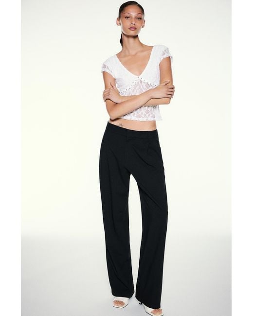 Pull&Bear Blue Studded Lace T-Shirt