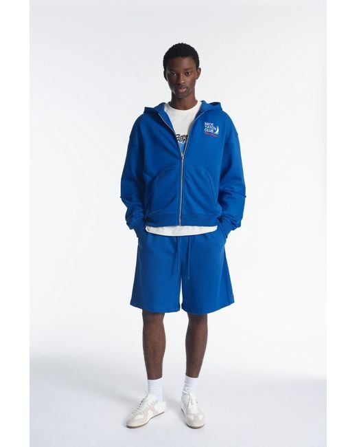 Pull&Bear Blue Yacht Club Bermuda Sweat Shorts for men