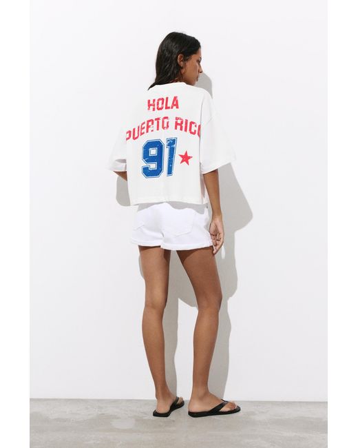 Pull&Bear White Puerto Rico Graphic T-Shirt