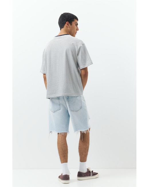 Pull&Bear Straight Fit Denim Short in het Blue voor heren