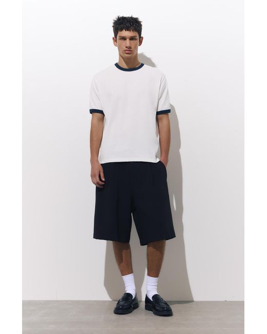 Pull&Bear White Contrast Trim T-Shirt for men