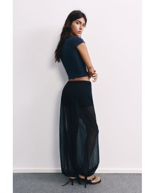 Pull&Bear Blue Semi-Sheer Sarouel Trousers