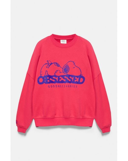 Pull&Bear Red Peanuts Snoopy Sweatshirt