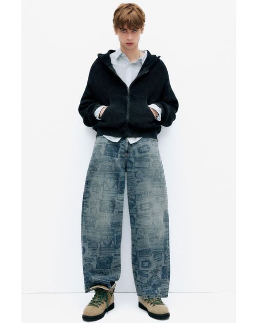 Pull&Bear Blue Stranger Things Wide-Leg Jeans for men