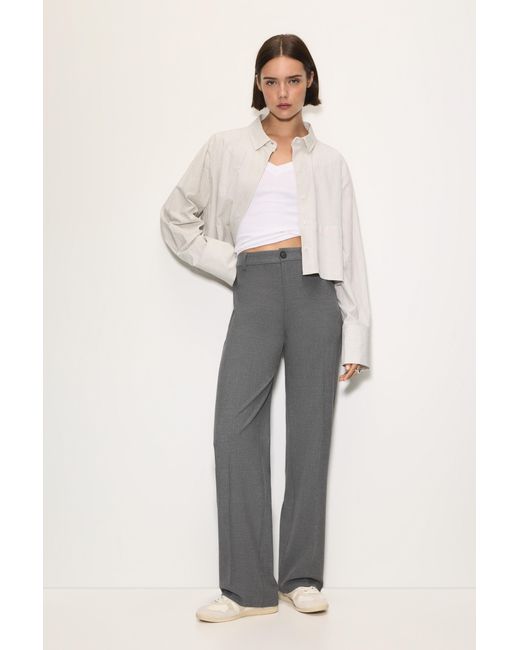 Pull&Bear White Smart High-Waist Straight-Leg Trousers