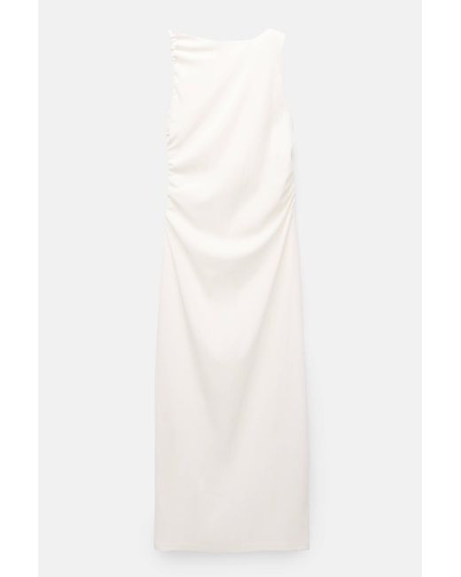 Pull&Bear White Midikleid Asymmetrisch